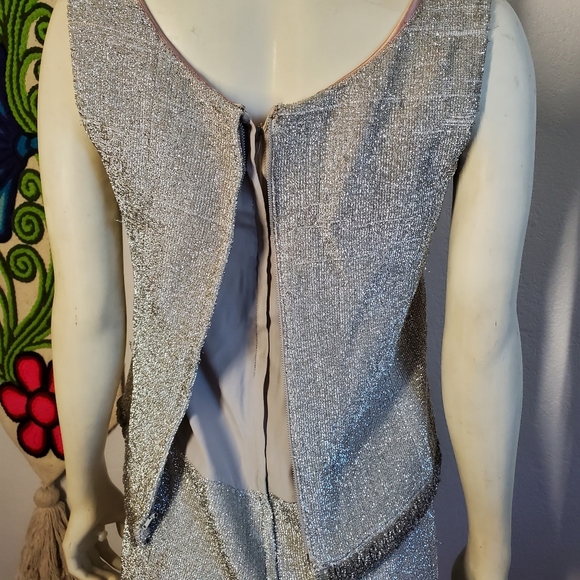 Vtg 60s Devonshire Anthony Muto Silver Mod Dress - Picture 8 of 10